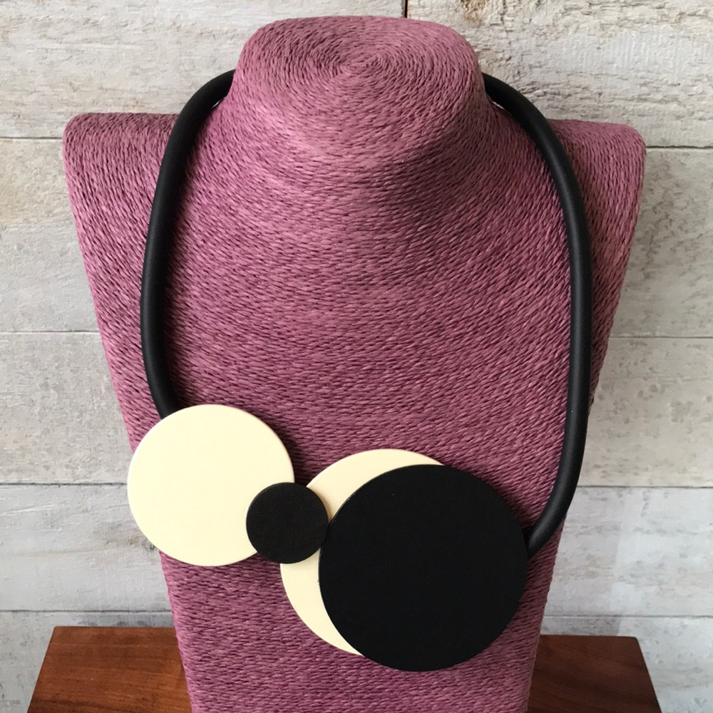 Black and Cream Geometric Necklace